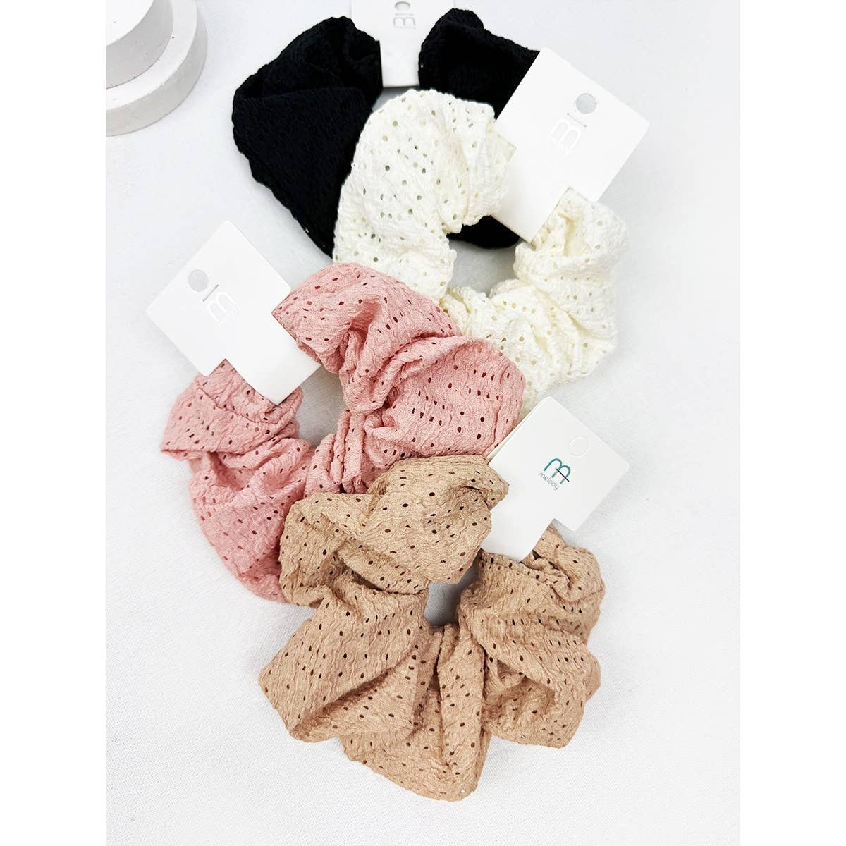 Assorted Color Eyelet Lace Scrunchies