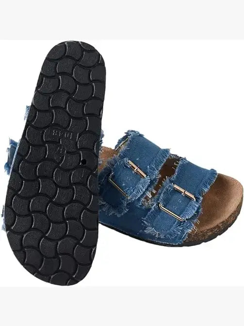 Women's Comfort Flat Sandals Dual-Strap Adjustable Straps