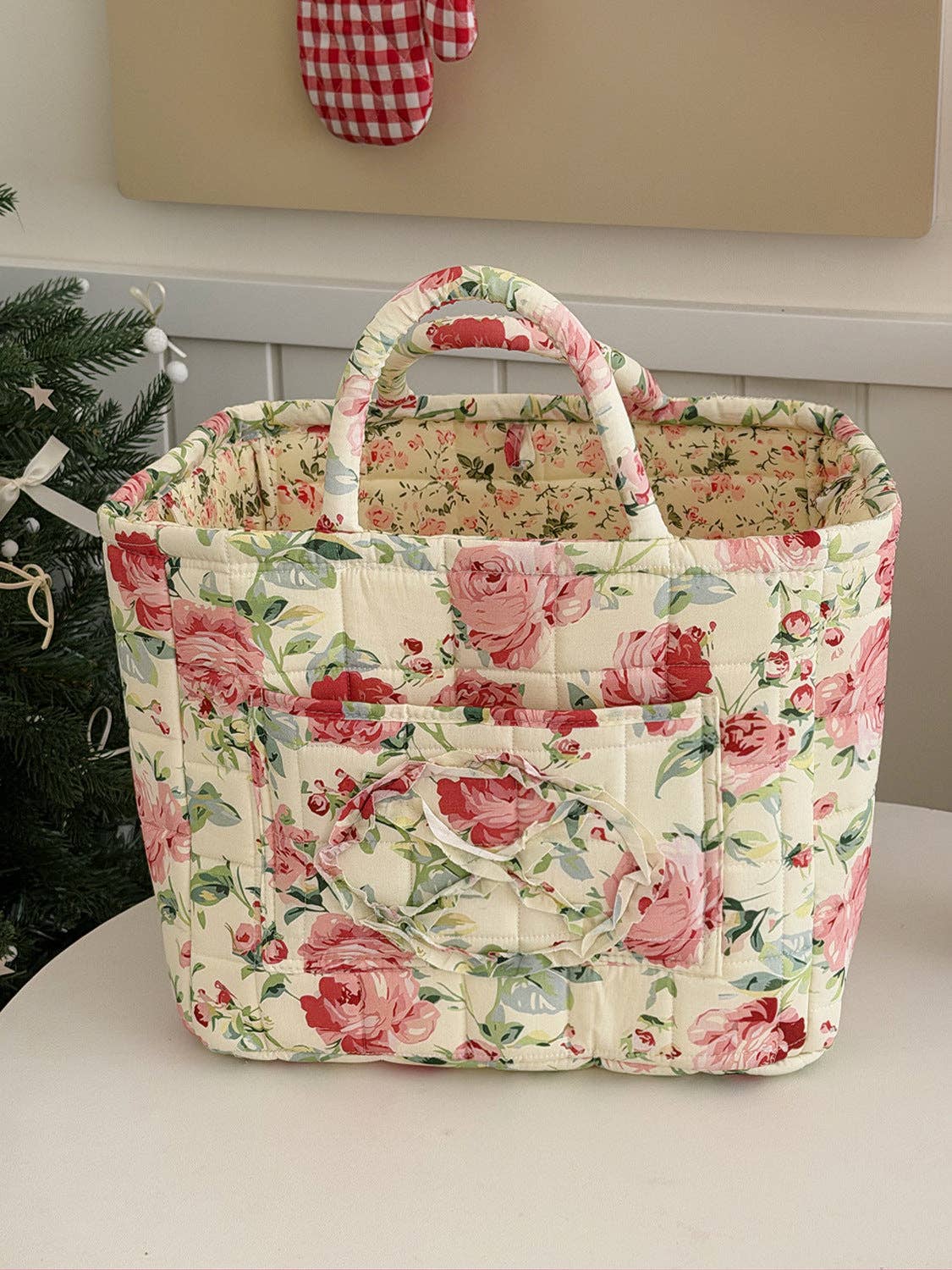 Quilted Floral large Soft Side Storage Tote