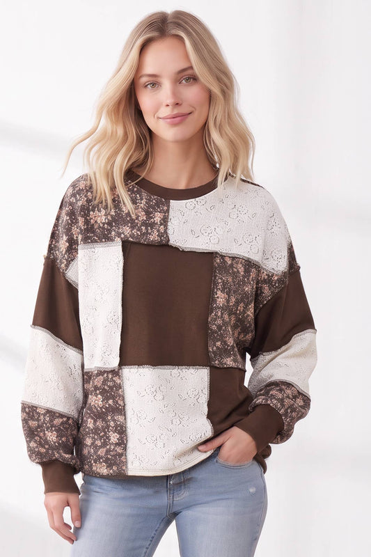 ( Curvy) Floral & Lace Patchwork  Top