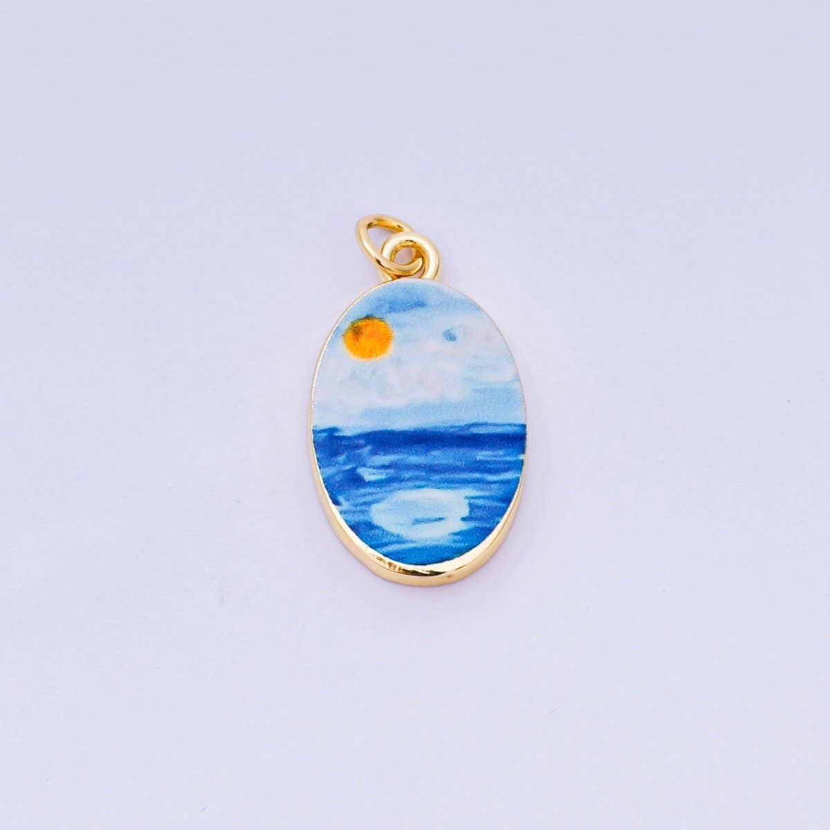 24K Gold Filled 23mm Enamel Art Oval Spring/Summer