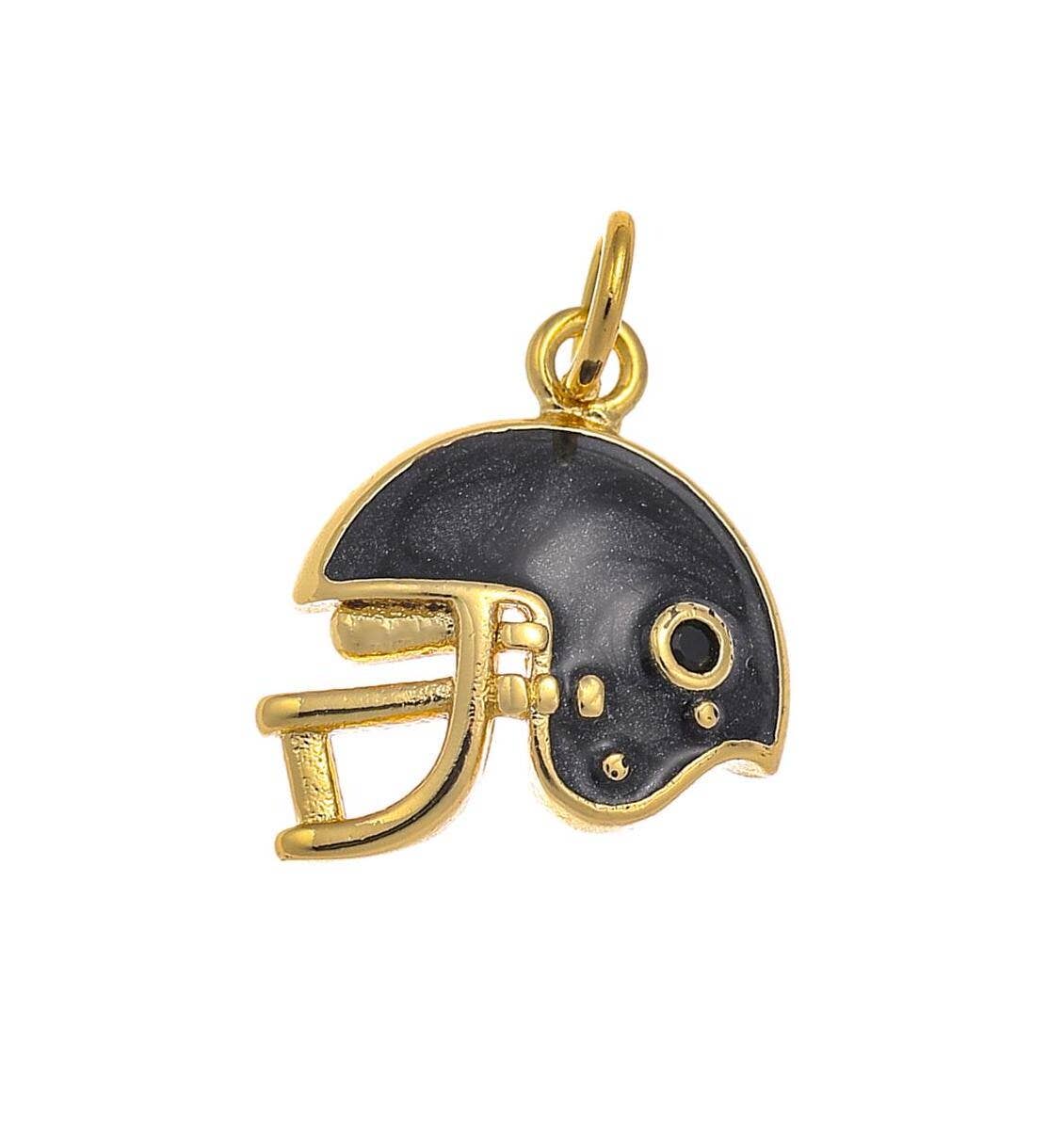 Gold & Black Enamel Football Helmet