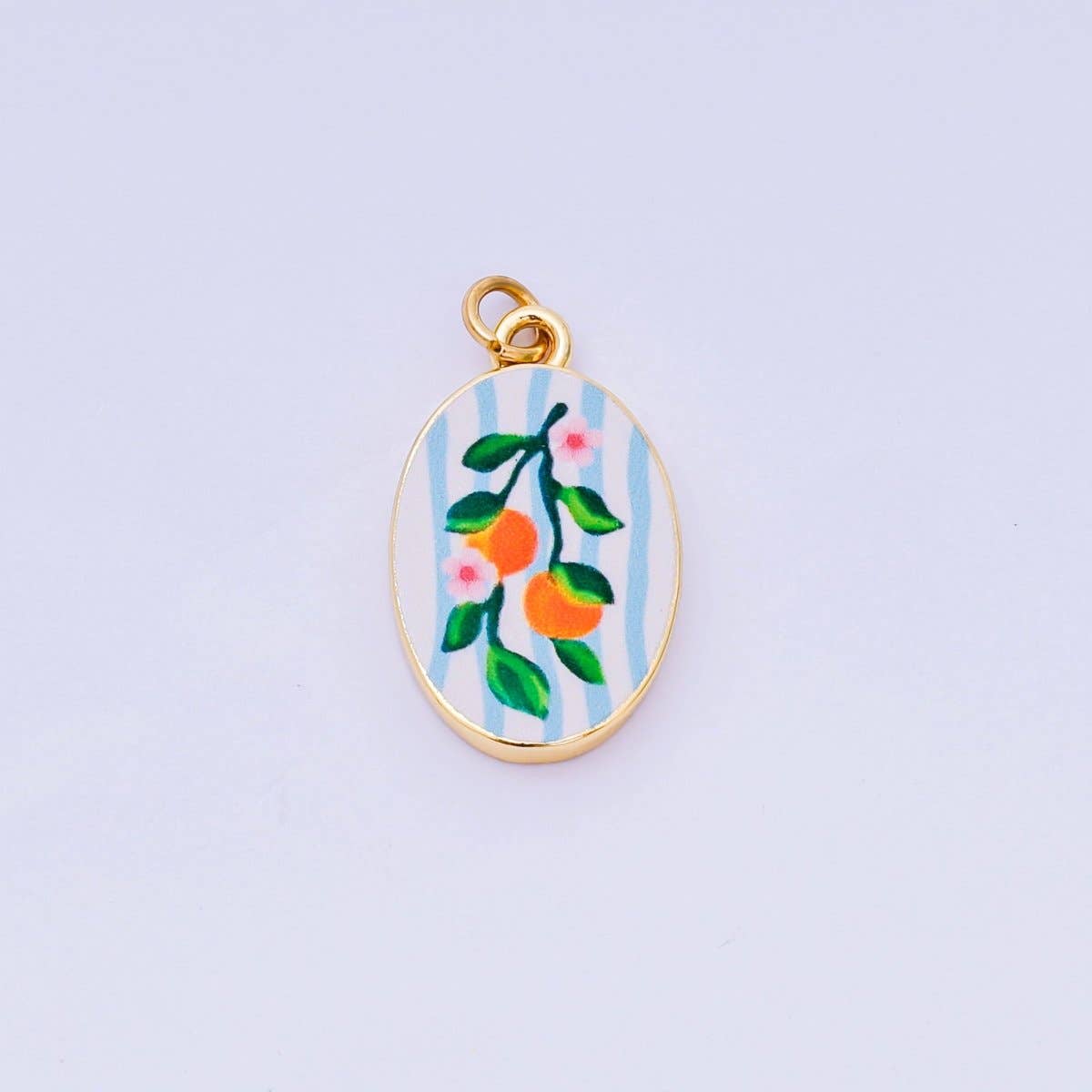 24K Gold Filled 23mm Enamel Art Oval Spring/Summer