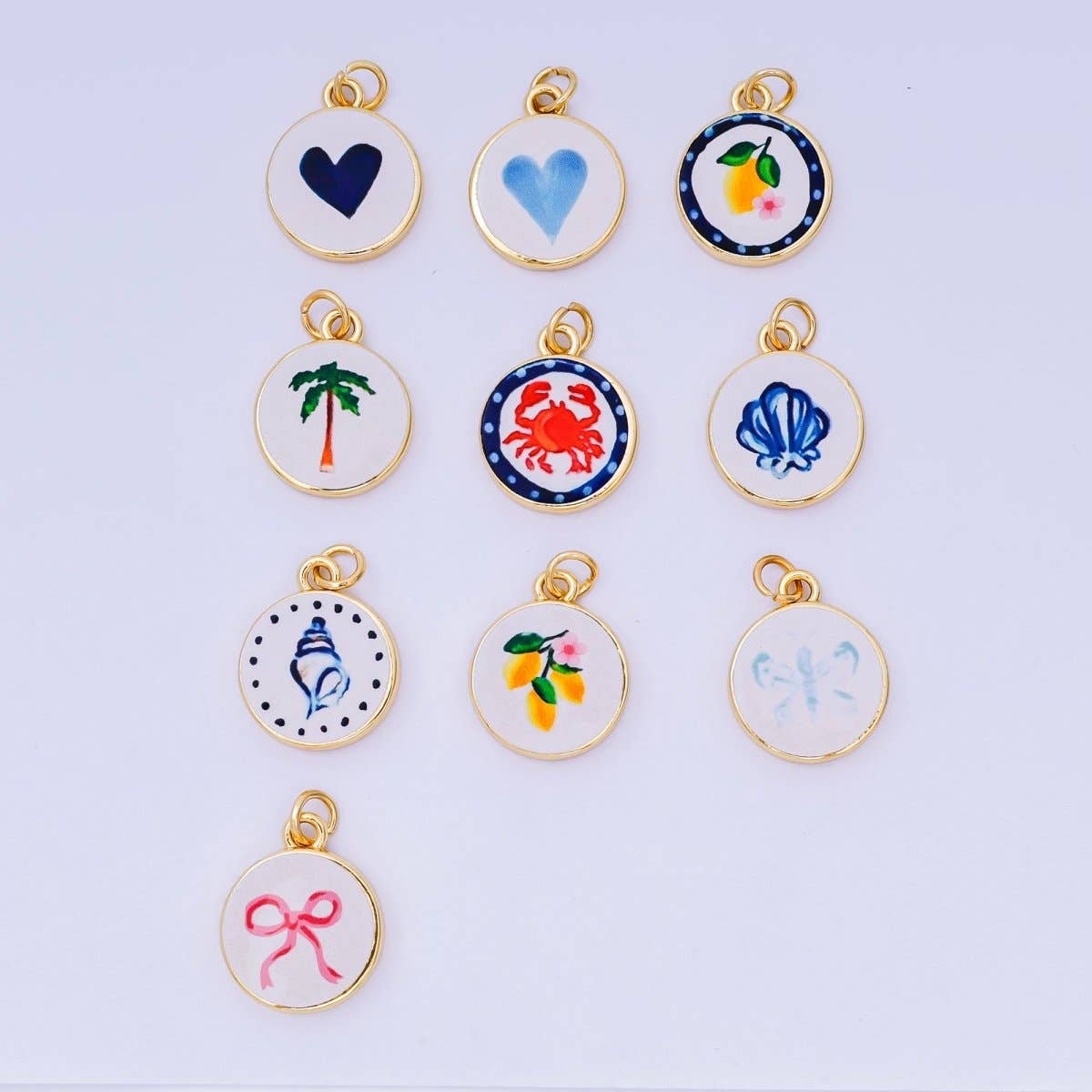 24K Gold Filled 18mm Enamel Art