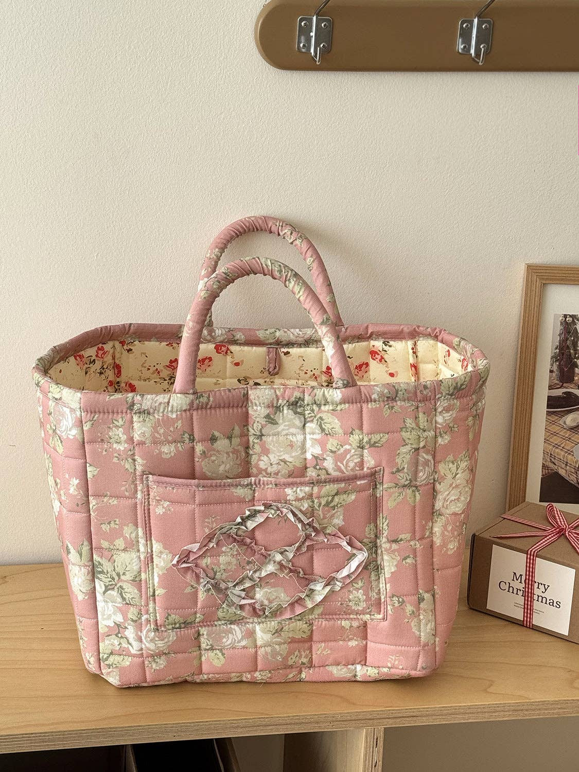 Quilted Floral large Soft Side Storage Tote