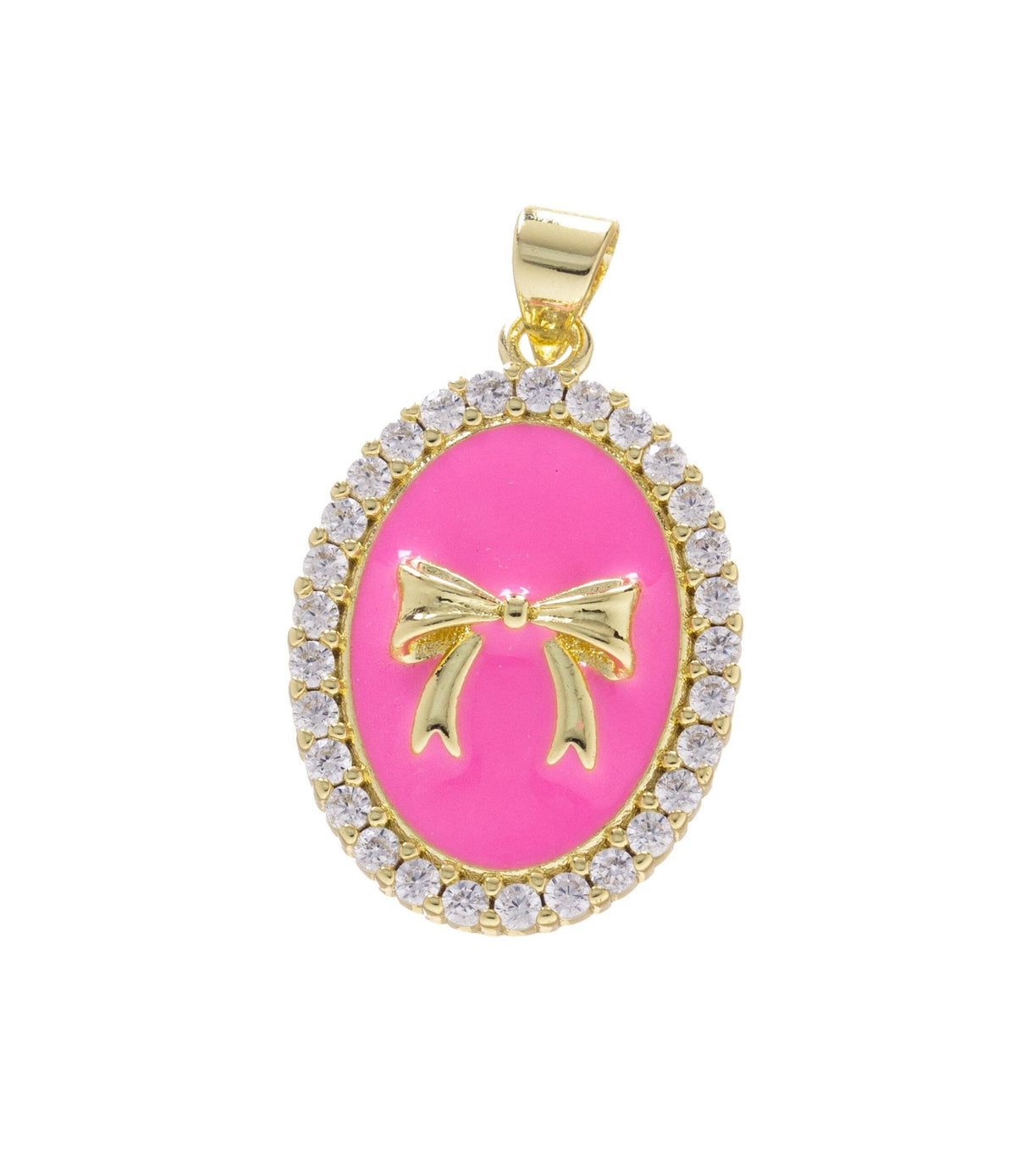 Pink and Gold Ribbon Bow Tie Charm