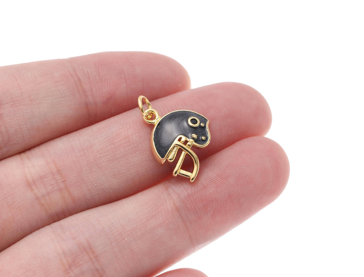 Gold & Black Enamel Football Helmet