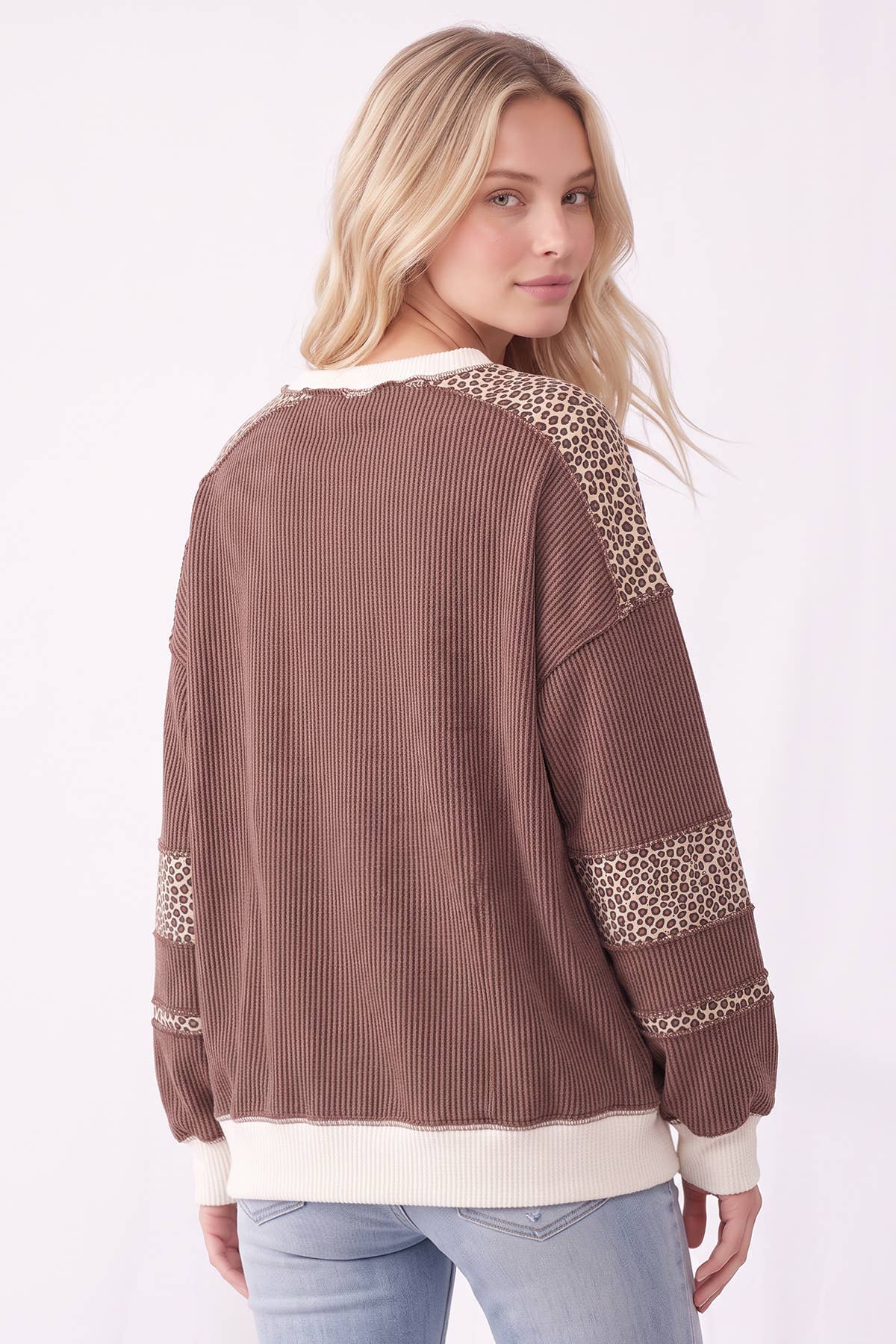 Leopard Print ribbed Sweatshirt