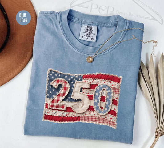 Retro USA Flag 250 Years Graphic Womens Tee