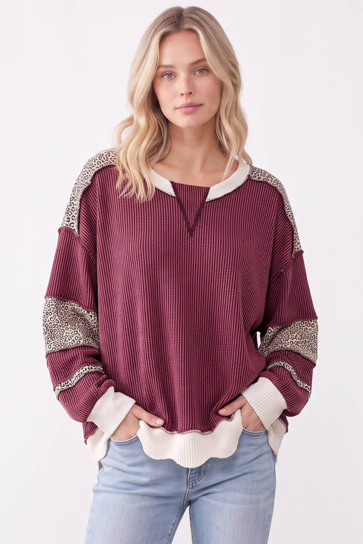 Leopard Print ribbed Sweatshirt