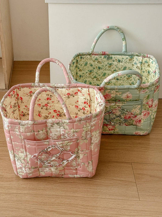Quilted Floral large Soft Side Storage Tote