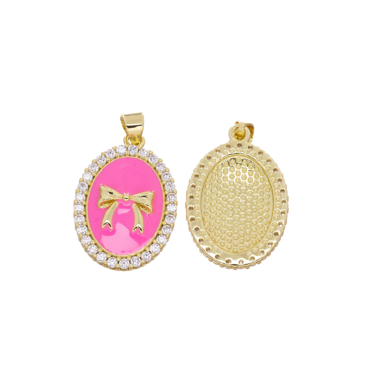 Pink and Gold Ribbon Bow Tie Charm