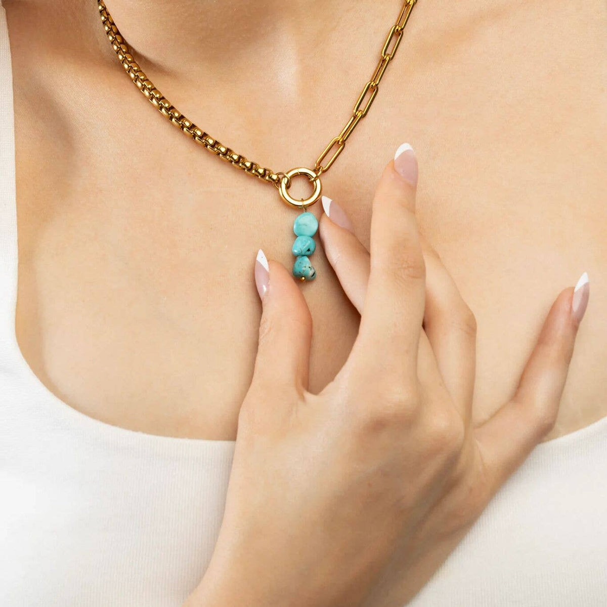 Triple Turquoise Stone Charm