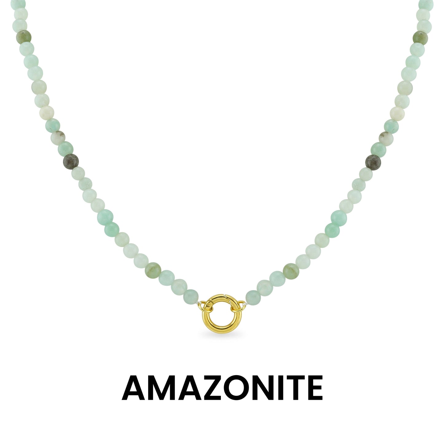Semi Precious Natural Stone Charm Keeper Necklace