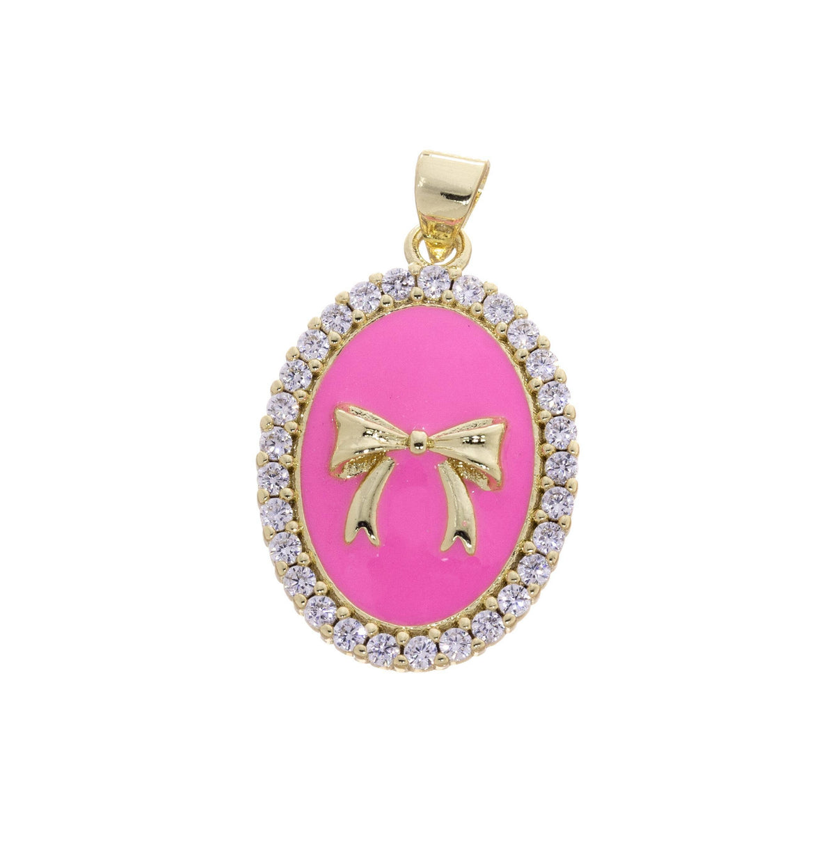 Pink and Gold Ribbon Bow Tie Charm