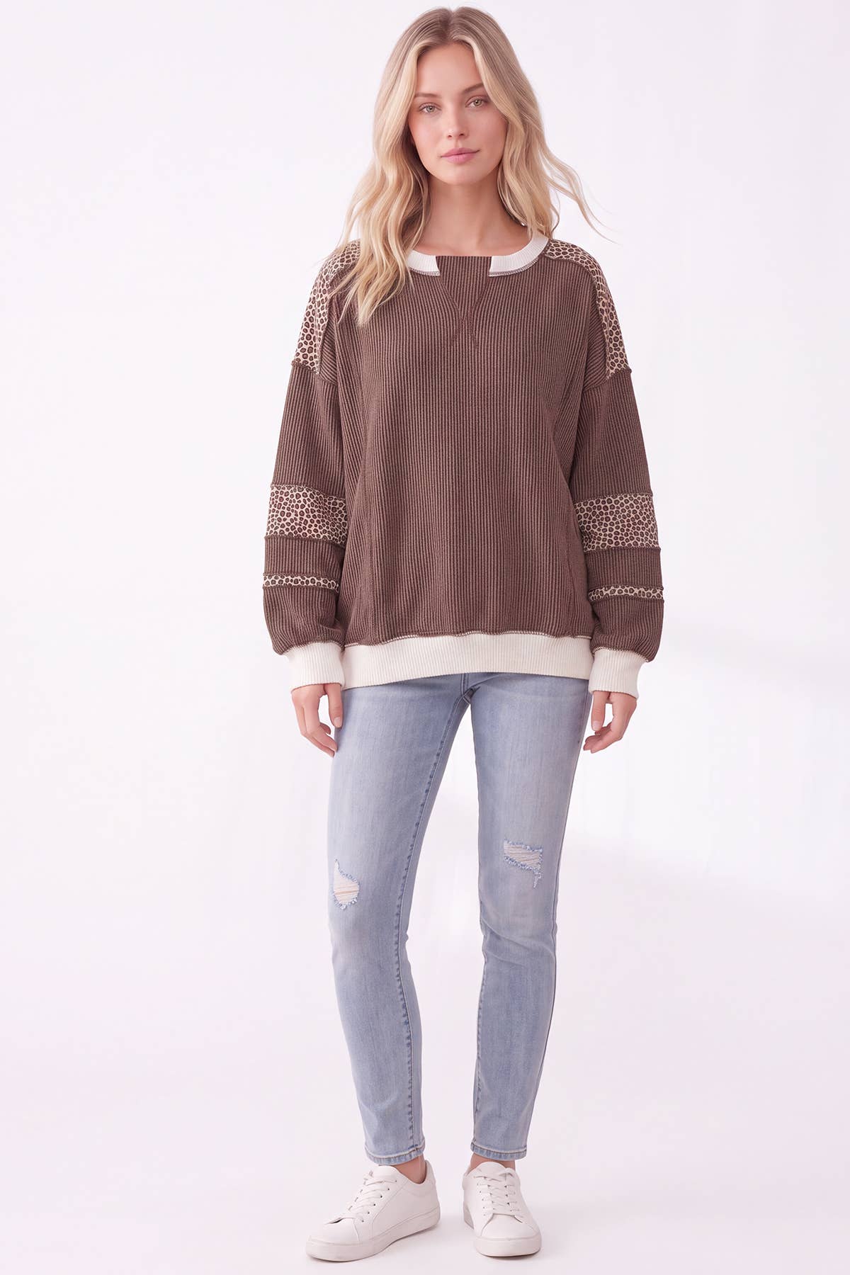Leopard Print ribbed Sweatshirt