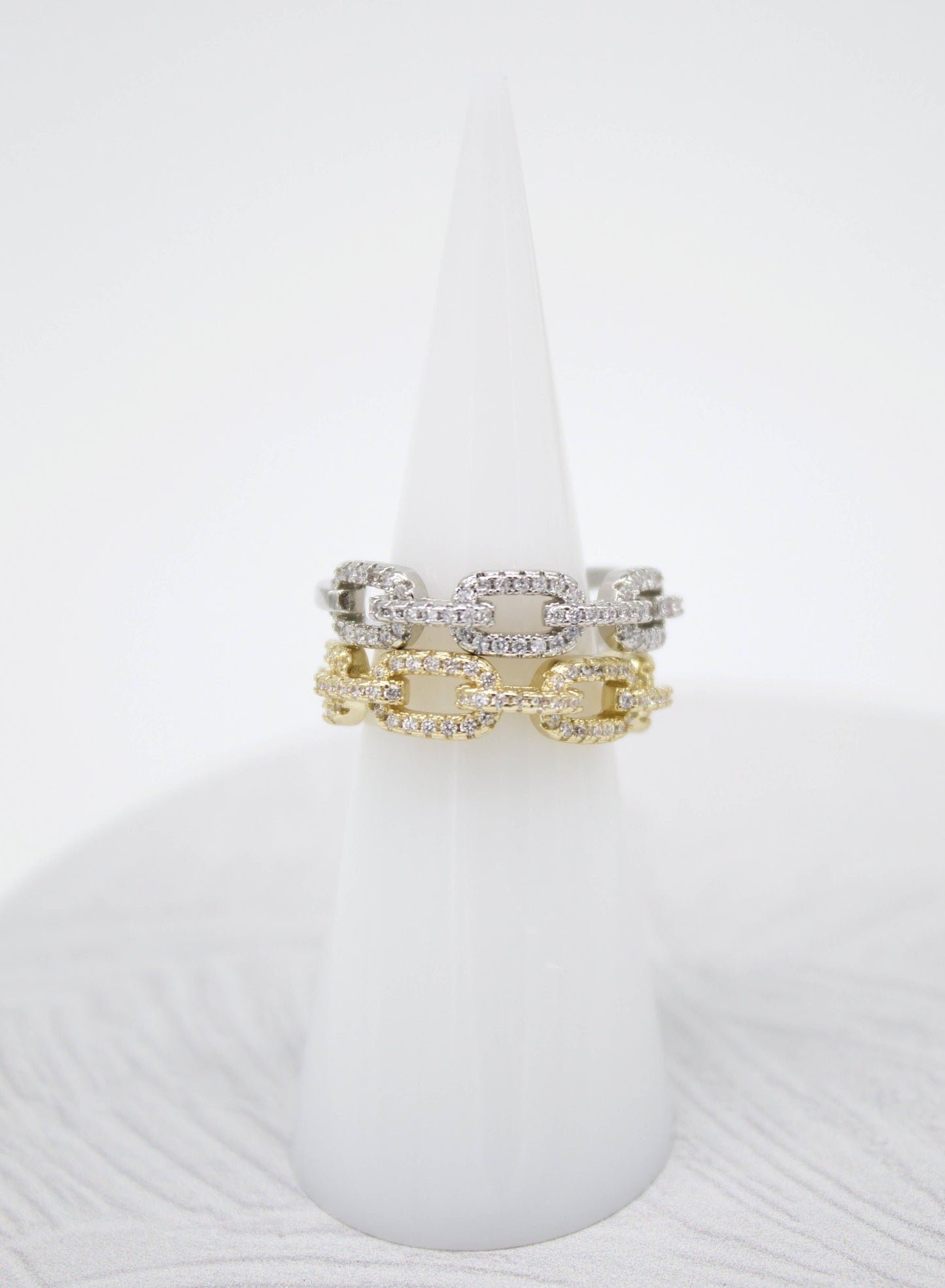 18k Gold Filled Paper Clip Ring With Micro CZ Stones