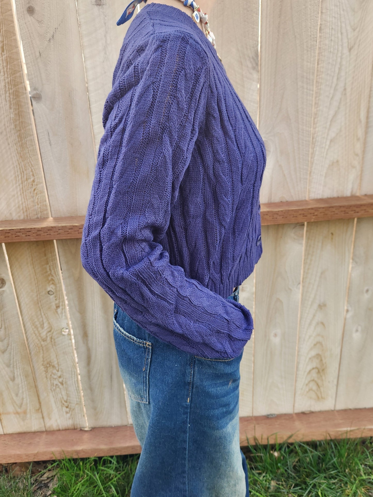 Navy Blue knit button down cardigan
