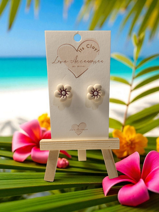 Floral Stud Earrings Nuteral Color
