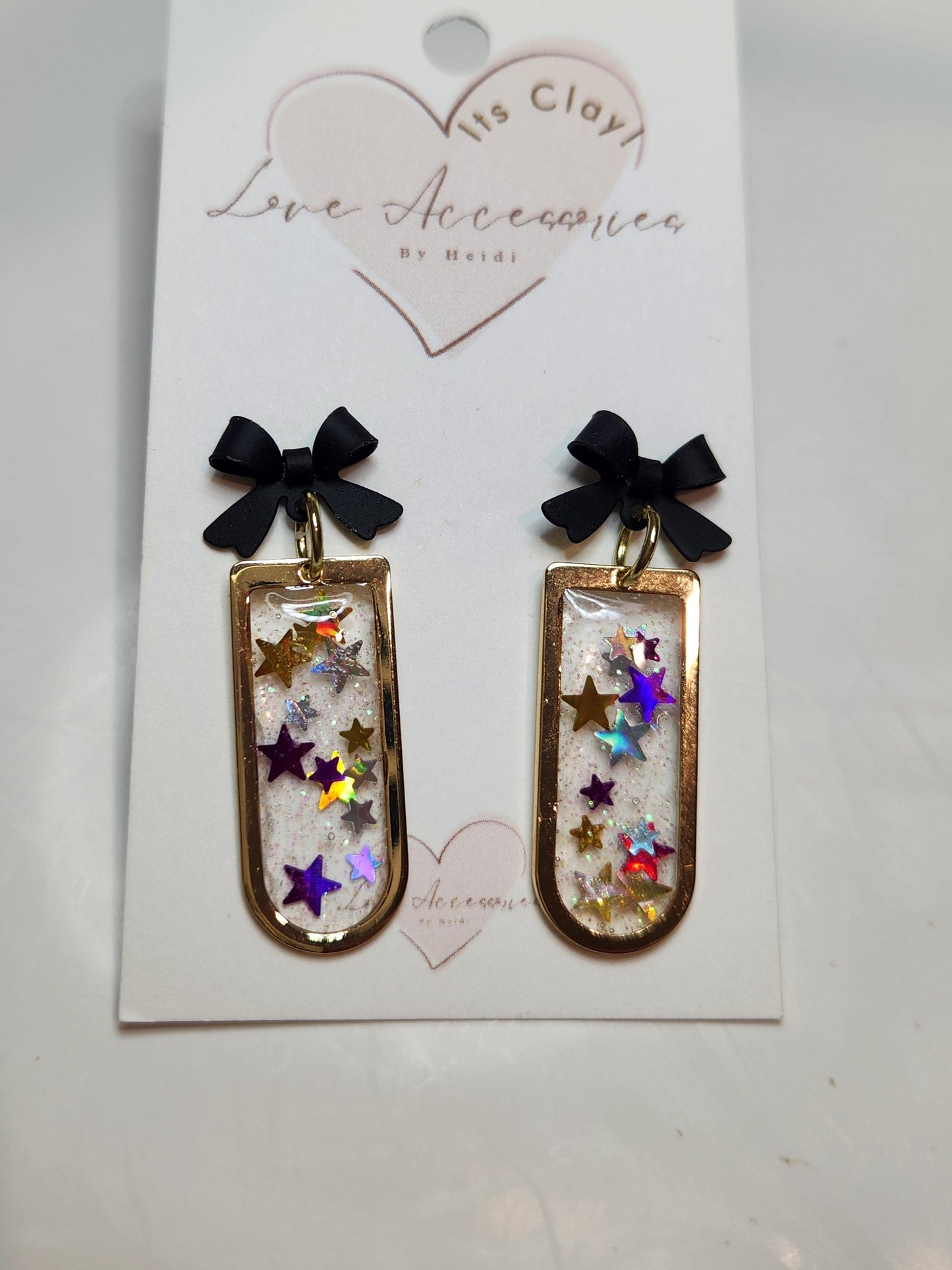 Resin Halloween w/Black Bow Dangle Earrings