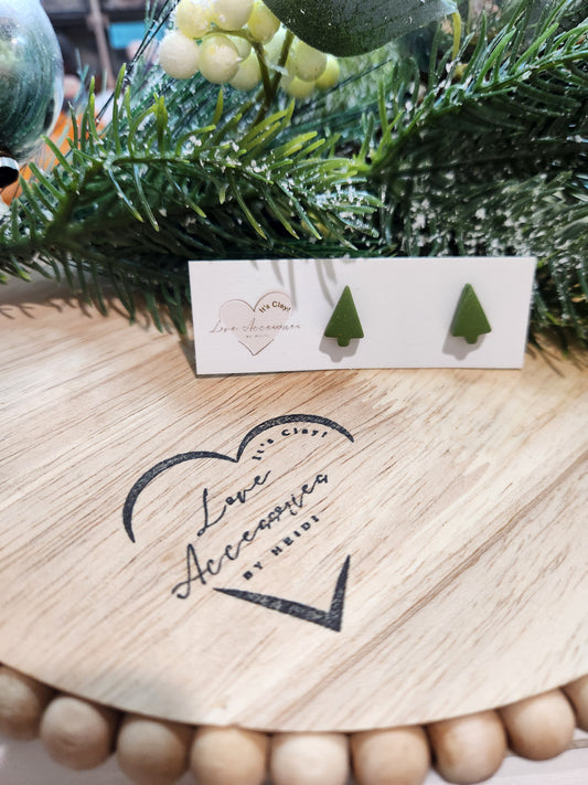 Christmas Tree Stud Earrings (Silver Back posts)
