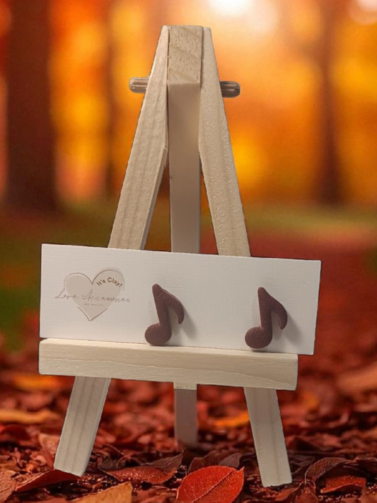 Back To school musical notes, stud earrings. Merlot color