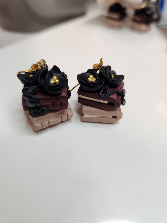 Double stack book Dangle Earrings