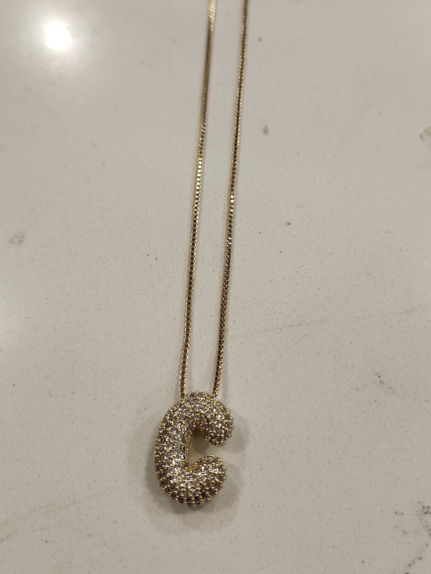 Initial Bubble Letters in gold