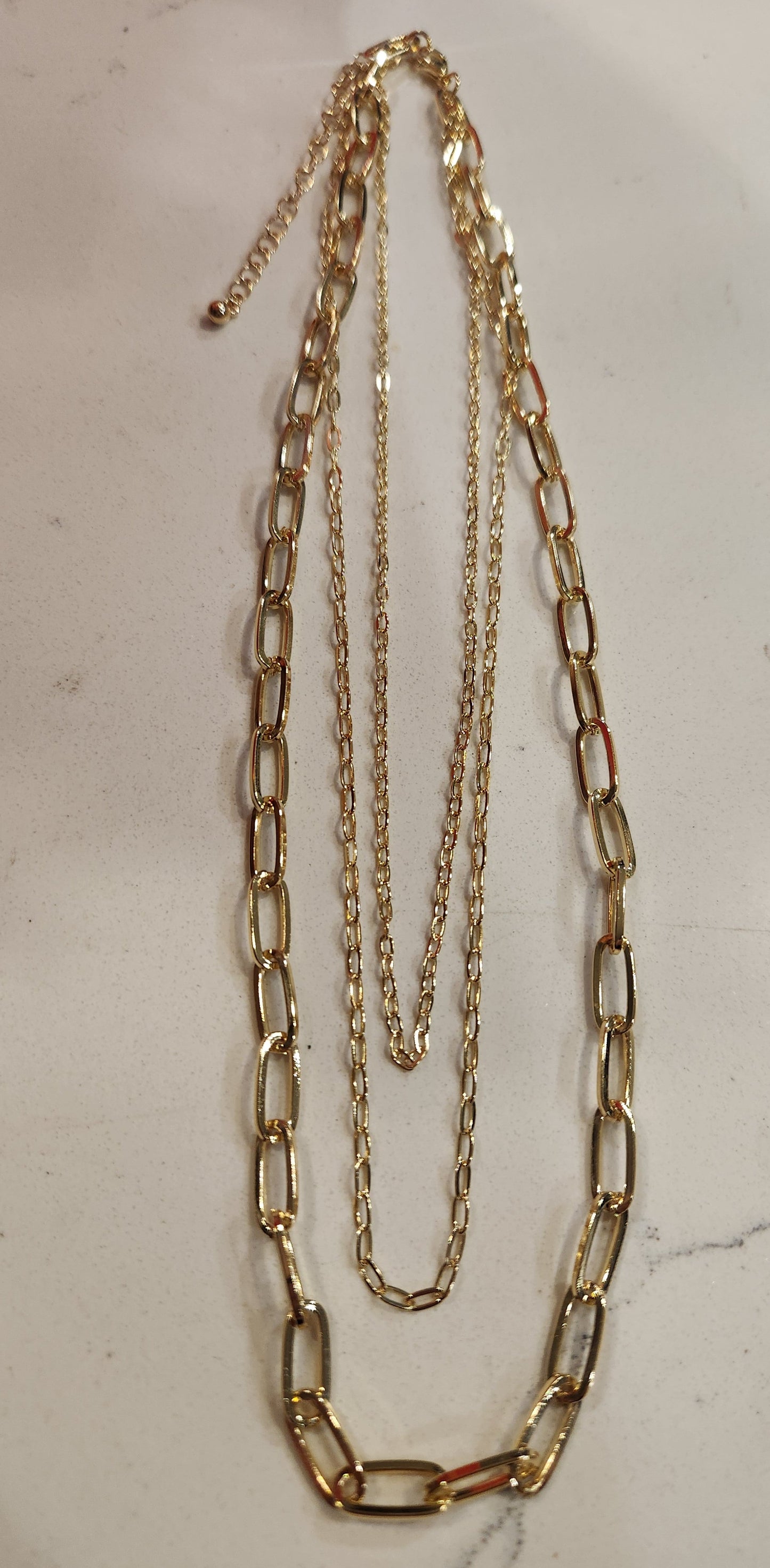 3 row paper clip chain necklaces