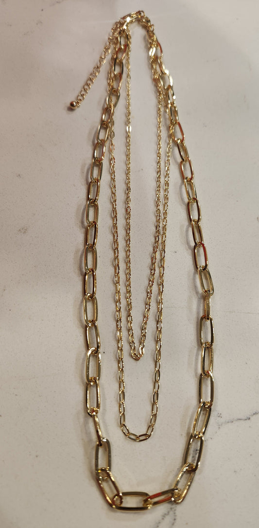 3 row paper clip chain necklaces