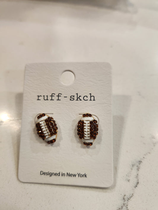 Football Sparkly Stud Earrings