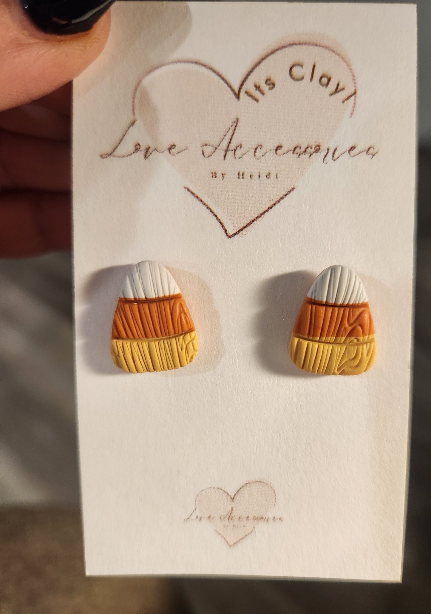Wood pattern Candy Corn Stud Earrings