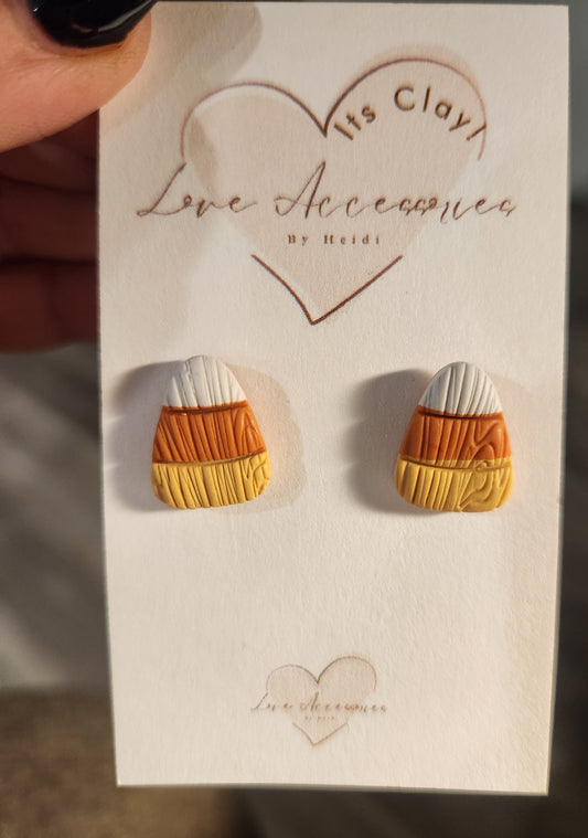 Wood pattern Candy Corn Stud Earrings