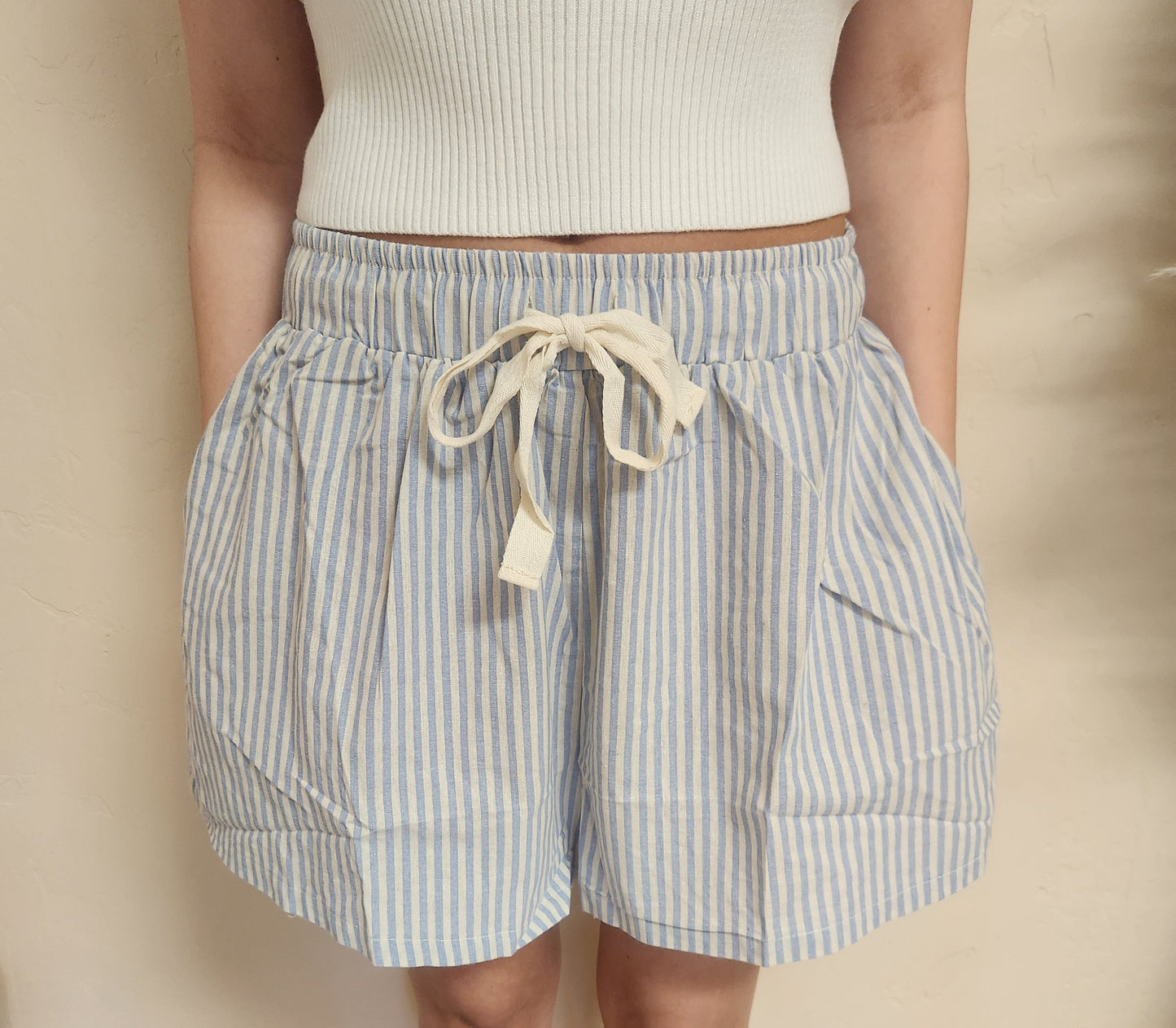 Comfy Boxer Style Blue Striped Shorts
