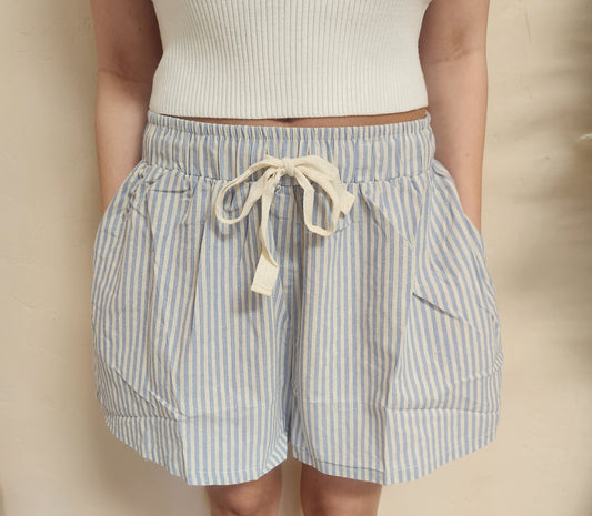 Comfy Boxer Style Blue Striped Shorts