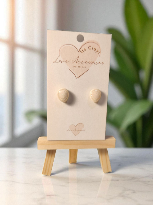 Tear Drop Stud Earrings Pearl Color
