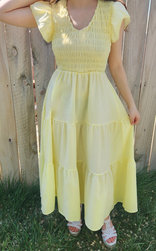 Butter Yellow Spring Dress/Sheer