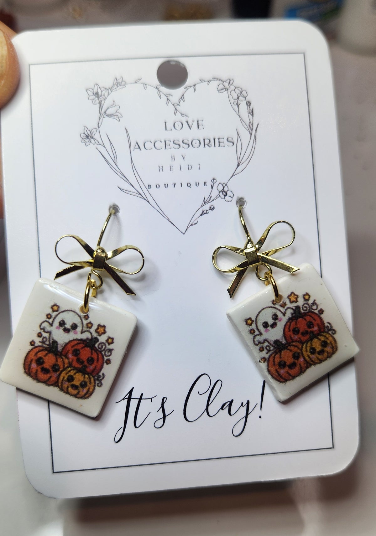 Nostalgic Ghostie Square Clay Earrings