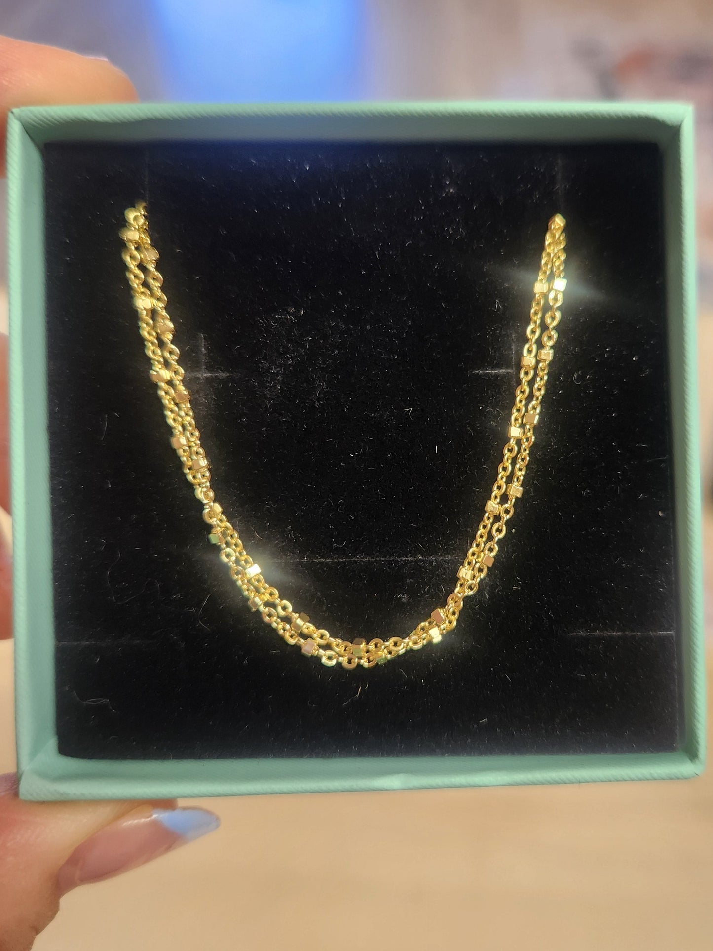 18k herringbone double anklet