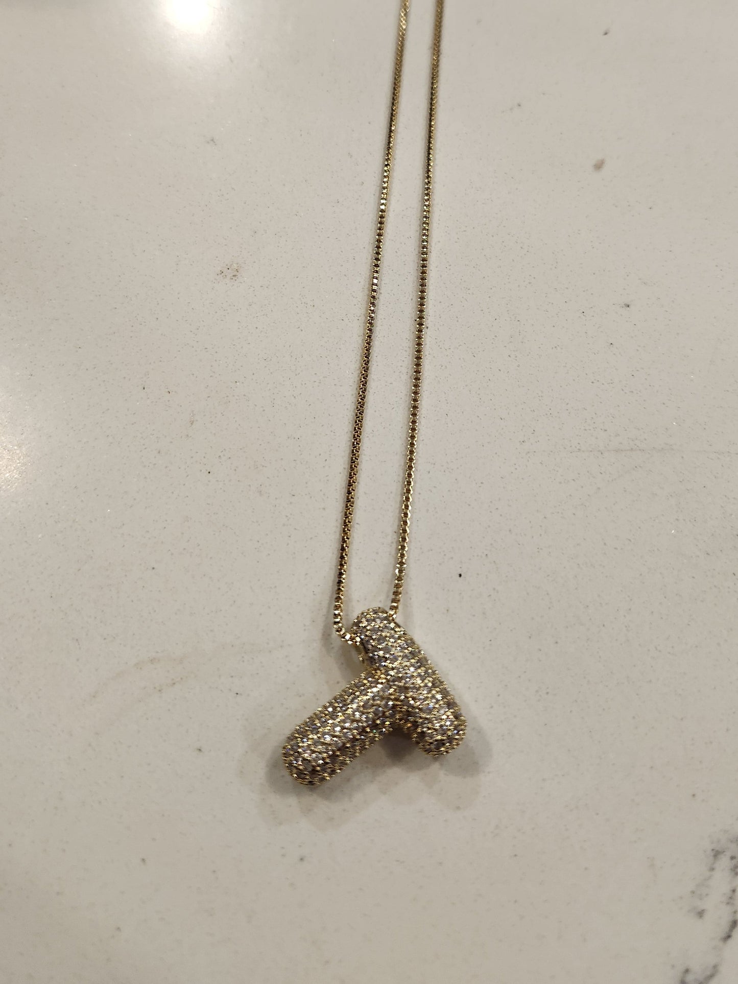 Initial Bubble Letters in gold