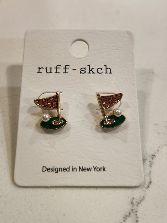 Golf Sparkly Stud Earrings