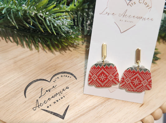 Christmas Sweater Dangle Earrings w/gold posts