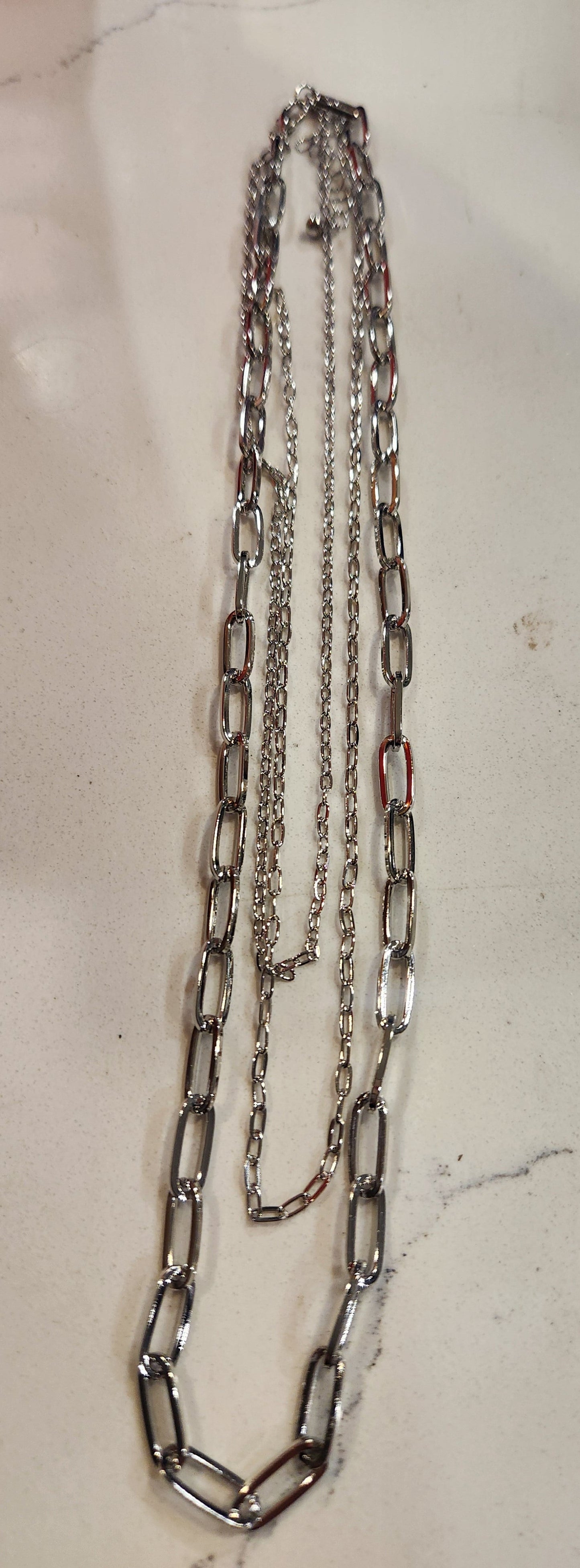 3 row paper clip chain necklaces