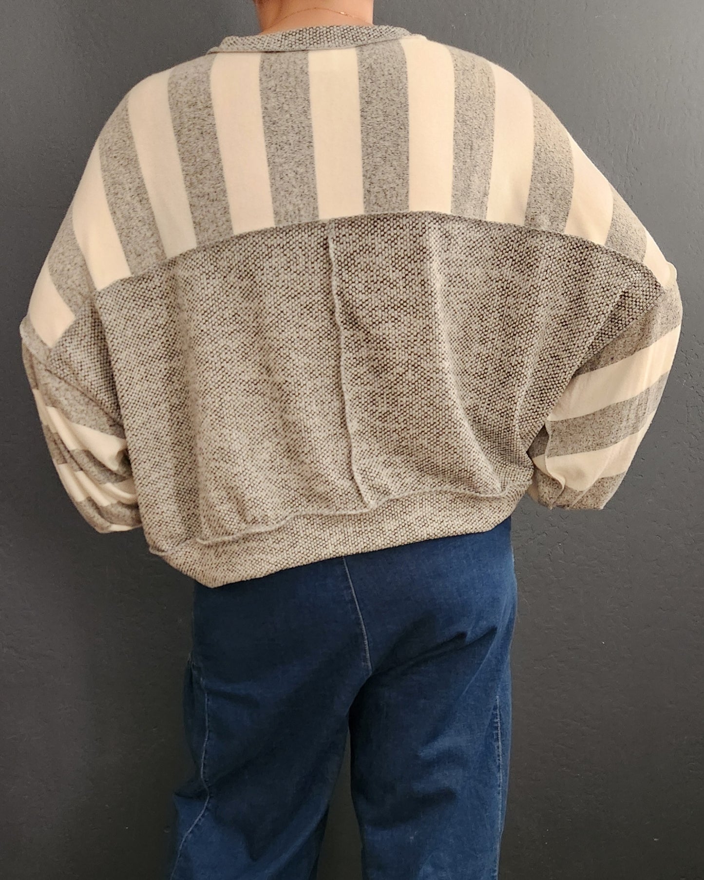 Stripe Oversized soft crop long sleeve top