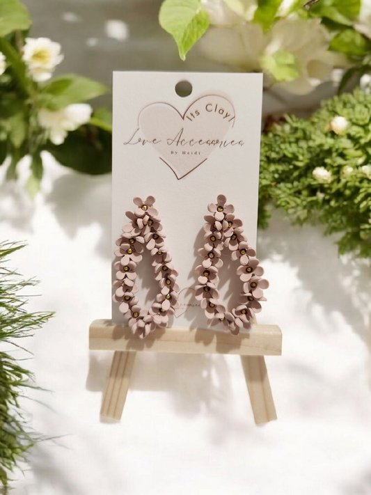 Almond Rose Color flower Teardrop Earrings