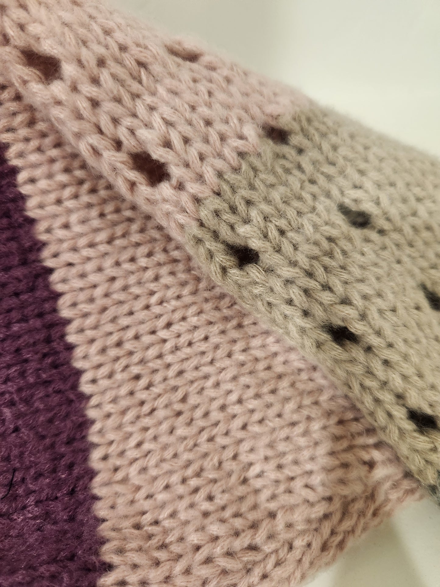 Mauve Multi-color stripe cable knit sweater