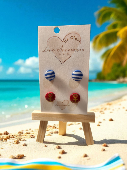 Anchors Away button Stud Earrings