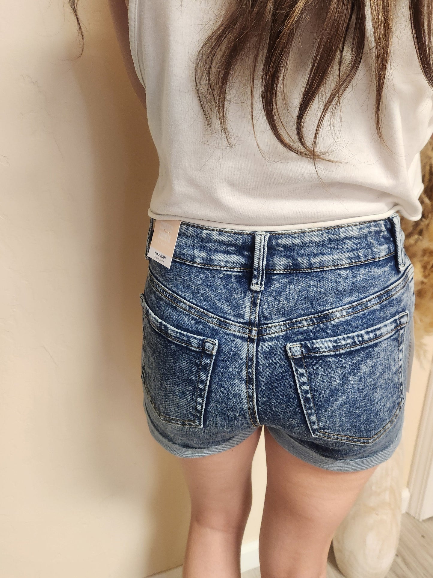 Wax Jean Cuffed Denim Shorts