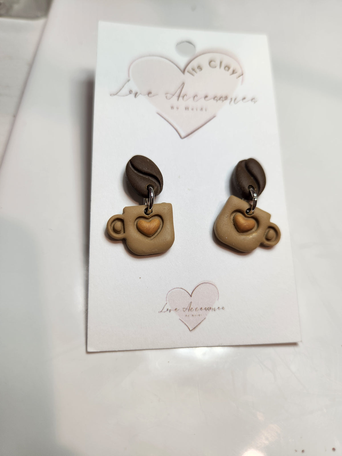Love Espresso Cup Clay Earrings