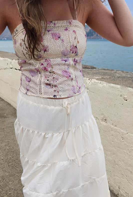 Spaghetti Strap Eyelit floral Top